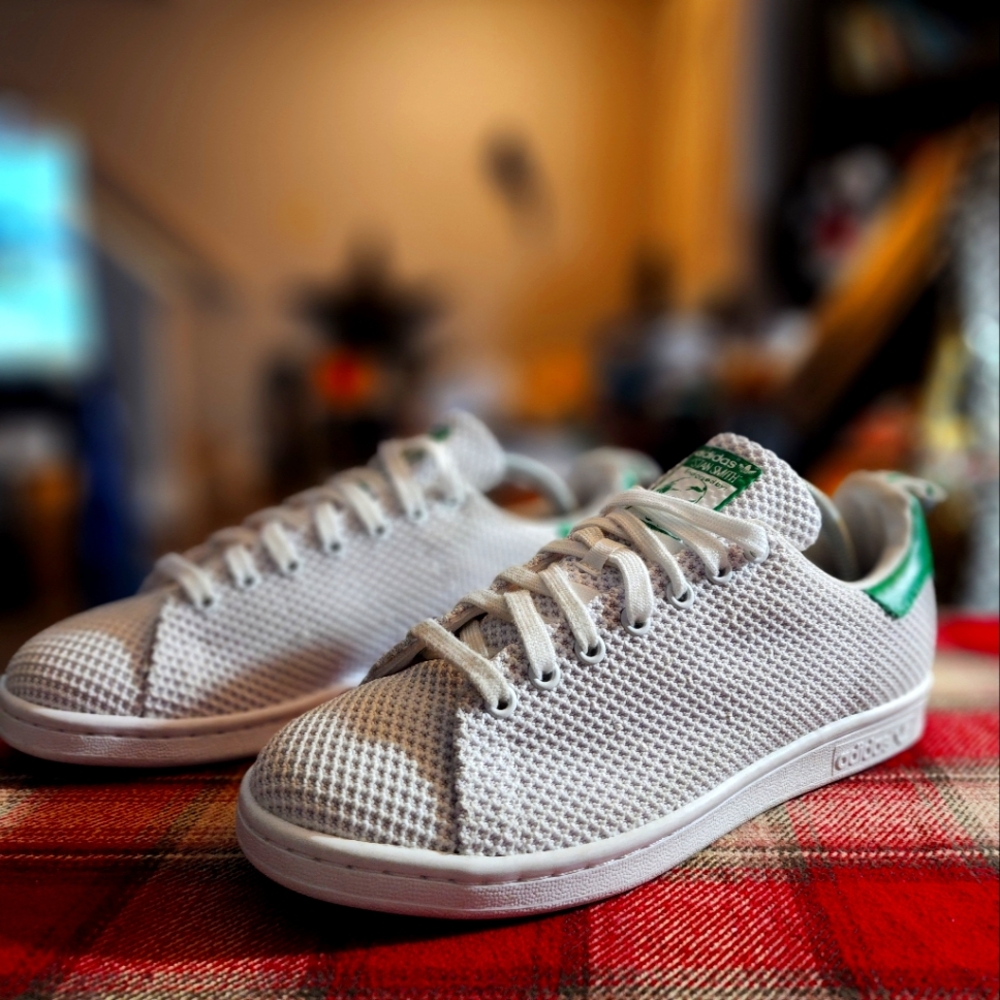Adidas "Stan smith" Primeknit mens size 9 green and white shoes